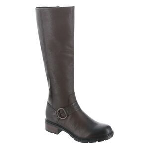 Clarks Hearth Rae Harness Riding Boots Brown Leather Buckled Strap Block Heel 5